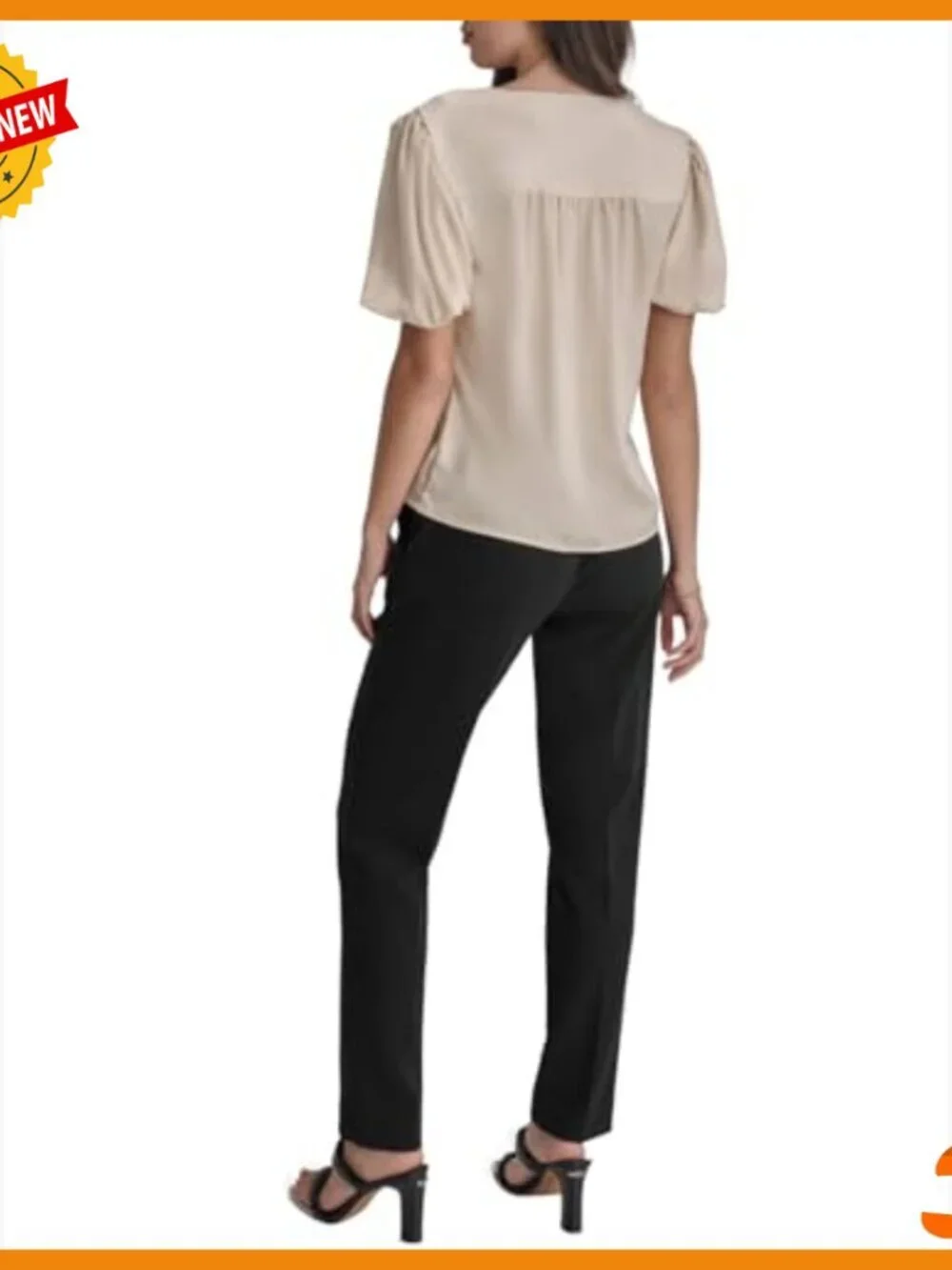 Short Sleeve V-Neck Pleated Puff Sleeve Blouse for Work